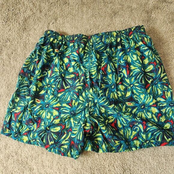 Pro Spirit Shorts Swimming Mesh Inside Pocket Mens XL Green Blue Floral - Picture 2 of 9